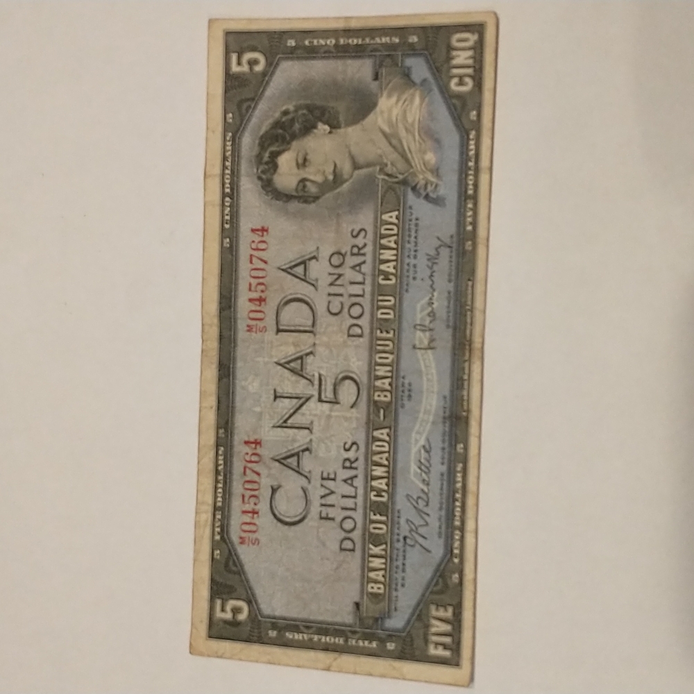 1954 Canadian $5 bank note